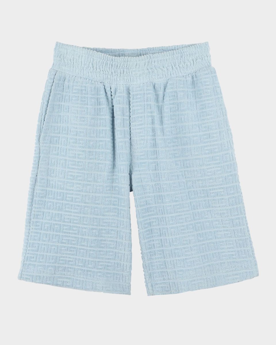 Boy's Monogram Embossed Terry Shorts, Size 8-14